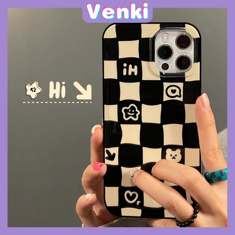 iPhone Case Silicone Soft Case Black TPU Glossy Big Hole Camera Protection Shockproof Cute Checkerboard For iPhone 13 Pro Max iPhone 12 Pro Max iPhone 11 Pro Max iPhone 7 Plus