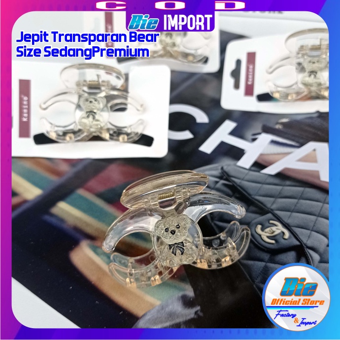 Jepit Korea Premium Transparan Karakter Bear Impor Best Seller