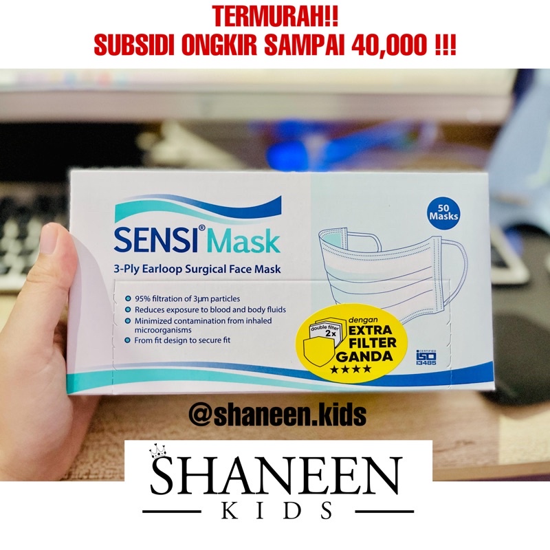 MASKER SENSI EARLOOP 3 PLY ORIGINAL ISI 50 PCS