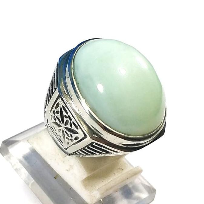 Special Cincin Batu Akik Natural Giok Bau Bau Hijau Tosca Istimewa - 7 Hot