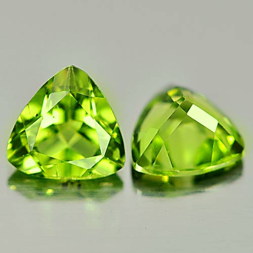 Matching Pair Trilliant Natural Green Peridot Unheated Untreated 1.71Ct PD808