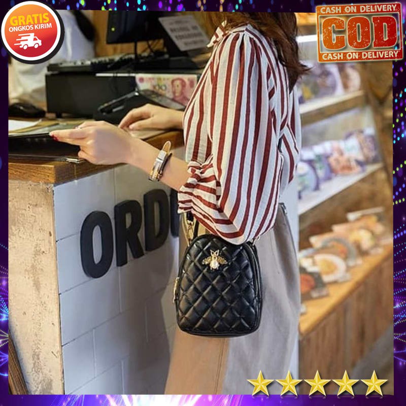 ☮BEST SELLER® [COD] Tas Slempang TS99 Korean High Quality Black Queen Bee Sling Bag Tas Selempang ©