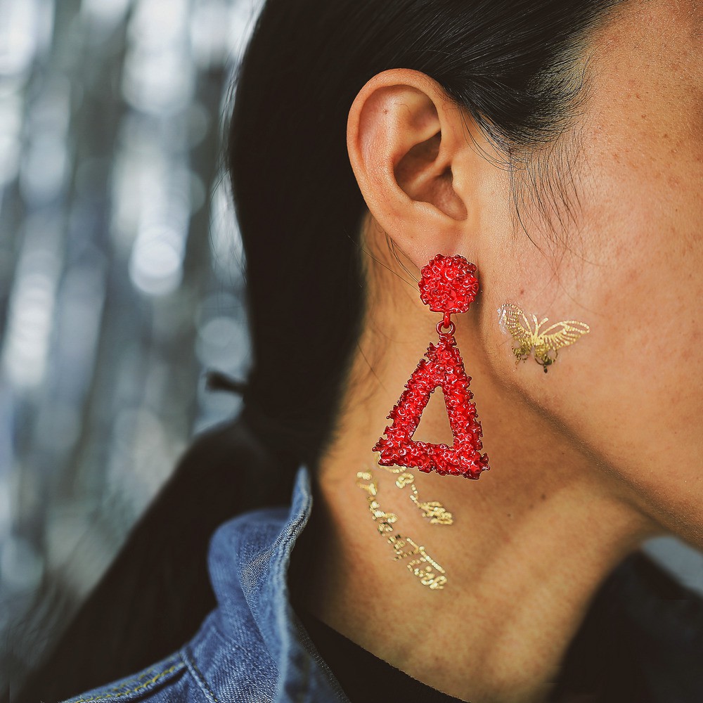 {COD}Anting Ala Korea Segitiga / Anting Paduan Segitiga Anting / Aksesoris Fashion Wanita Import-3