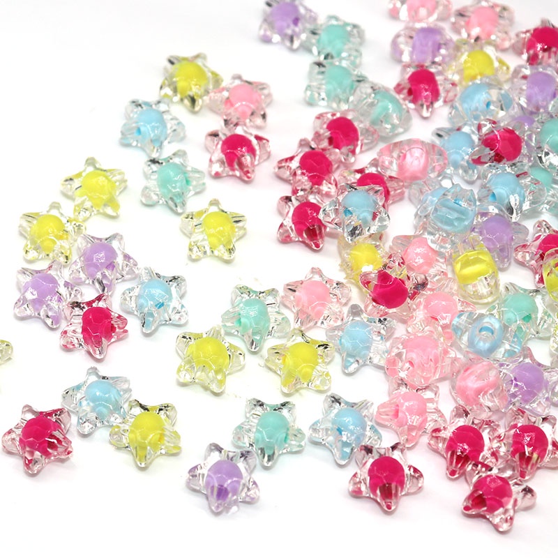 30pcs Manik-Manik Bentuk Bintang Bahan Akrilik Matte Ukuran 10mm Untuk Aksesoris Charms