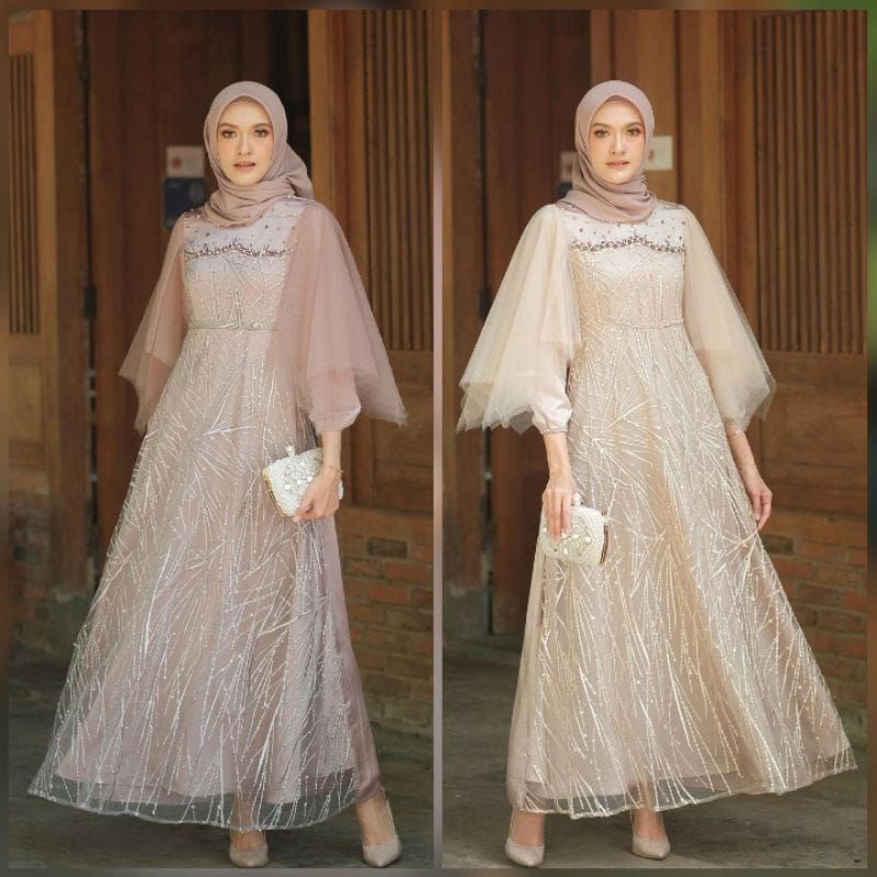 GAMIS BRUKAT LUNA DRESS LEBARAN BROKAT GAMIS LEBARAN KONDANGAN /queenbutik