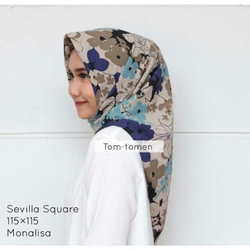 Hijab segiempat, sevilla square motif flora