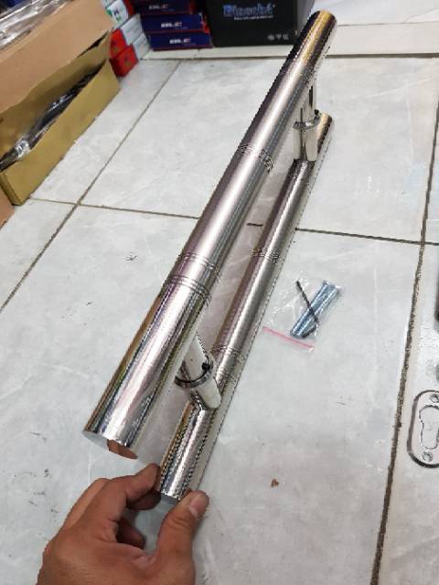 Handle pintu stainless baut tembus 45cm 2set+kunci