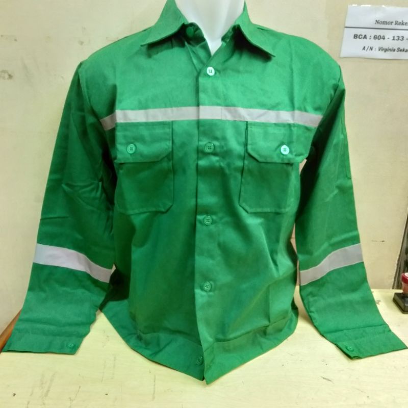 Baju Safety Lengan Panjang K3 Proyek/ Kemeja Sefty Kerja K3 Lapangan Bahan Drill Logo