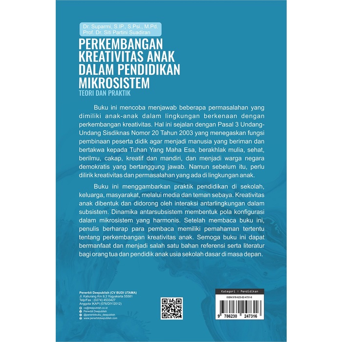 Deepublish - Buku Perkembangan Kreativitas Anak Dalam Pendidikan Mikrosistem Teori Dan Praktik (BW) - Buku Psikologi