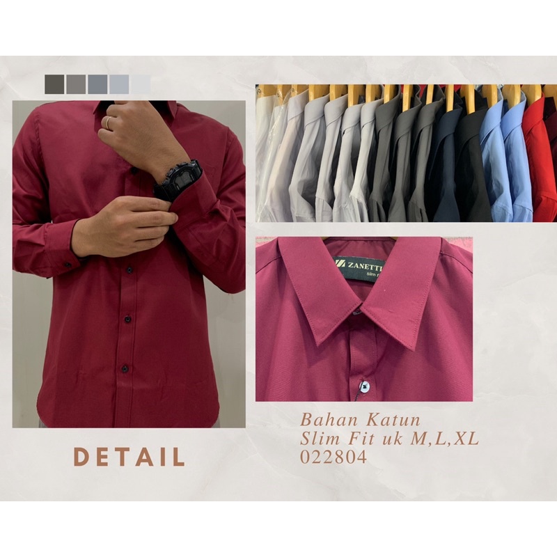 Kemeja Zanetti, Kemeja Kantor, Kemeja Polos, Kemeja Resmi Fashion
