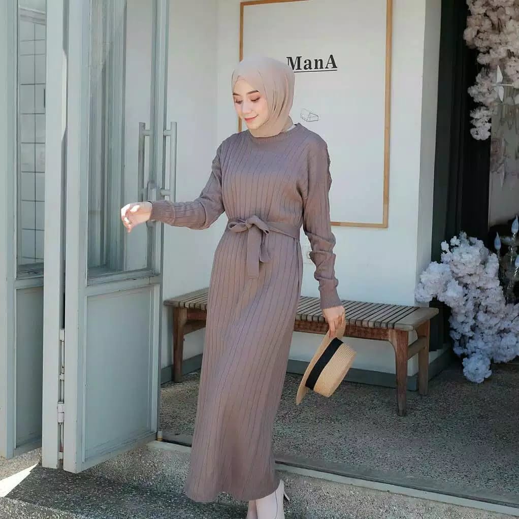 Raya Gamis Rajut - Gamis Premium - Gamis Tali - Gamis Panjang - Baju Muslim - Dress Rajut - Dress Panjang