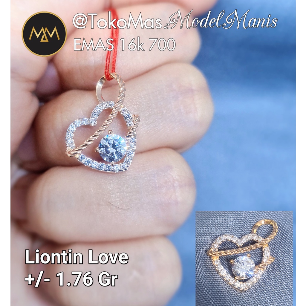 Liontin Love Rope Silang emas kuning 700 kadar 16k