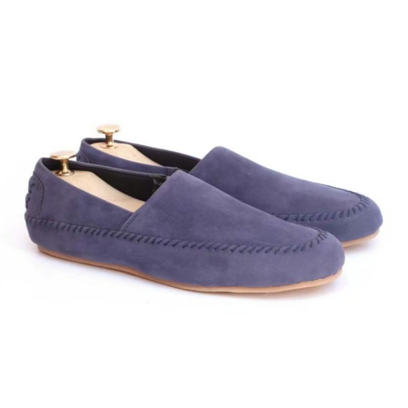 MARIO NAVY |WOLF x COZY| Sepatu Slip On Pria Santai Casual Pria Formal Suede Simpel Kerja Kantor