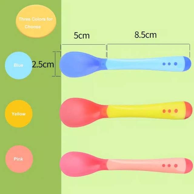 SENDOK/GARPU SILICONE SENSOR PANAS UNTUK Makan MPASI BAYI