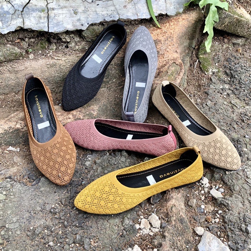 KAYZINEVA CC20 Sepatu Flat Rajut Wanita / Flatshoes Kekinian / Sepatu Wanita Kekinian