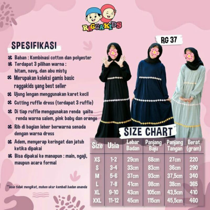 Gamis Anak RaggaKids | Gamis Kaos Anak Ragga kids | Dress Muslim Anak | Baju Muslim Anak Ragakids