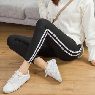 Legging Garis Korea Style Celana Leging KPOP Wanita Kekinian Lejing All size dan Jumbo Olahraga