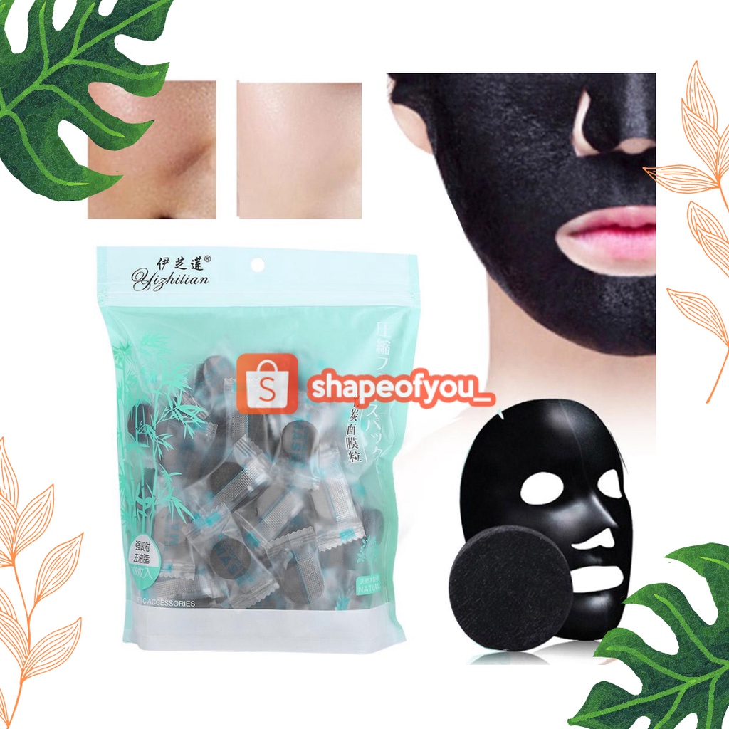 Masker Wajah Korea DIY Charcoal Compressed Mask Face Mask Permen Putih Melembabkan Murah Paper Detox