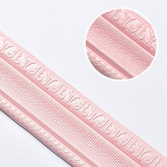 (COD)2.3 Meter 3D Stiker Dinding Dinding Perbatasan Hiasan Dinding Garis Perbatasan Hiasan Dinding Garis Skirting Garis Perbatasan Stiker Dinding Wallpaper Dekorasi Perekat Diri Tahan Air Strip-T1-2 Pink（2.3 Meter）
