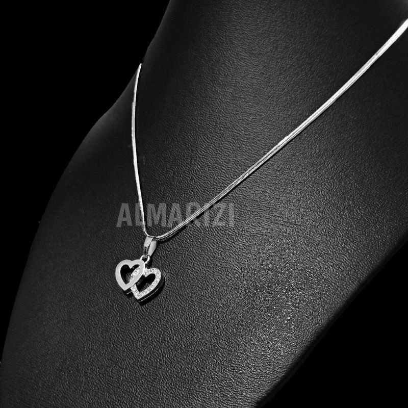 Kalung Liontin Wanita / Kalung Liontin Titanium Anti Karat / Kalung Liontin Terbaru Anti Karat Dan Tidak Luntur LIONTIN KEMBAR LOVE