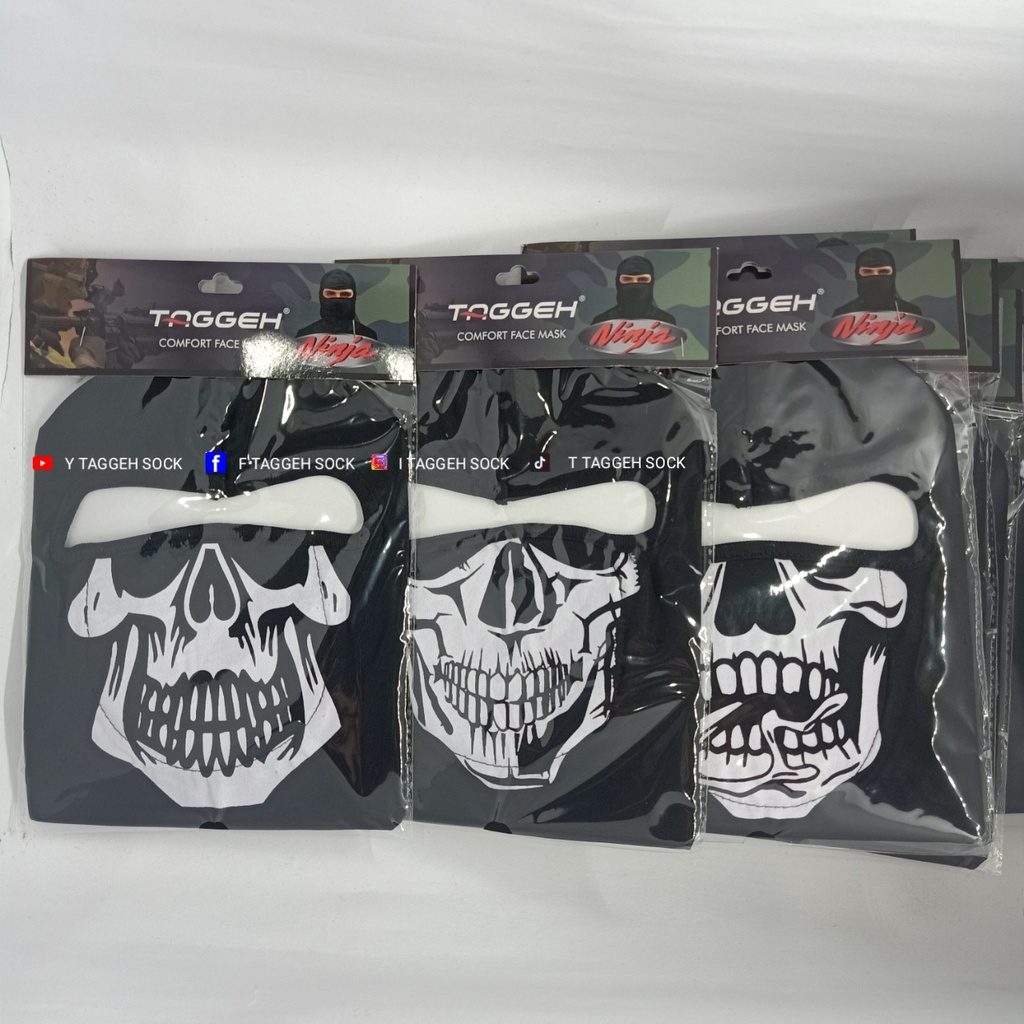 Harga 12 pcs | MASKER NINJA HITAM POLOS | MOTIF TENGKORAK | MOTIF LORENG