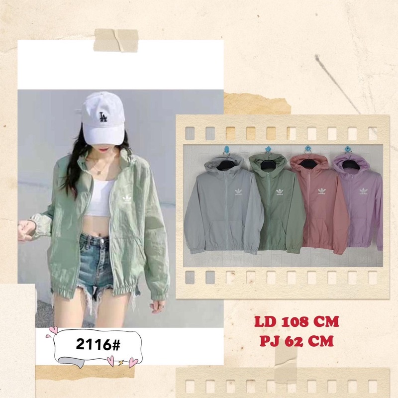 2116 Jaket IMPORT Parasut ADIDAS jaket olahraga jogging wanita jaket lari sport sauna suit wanita ju