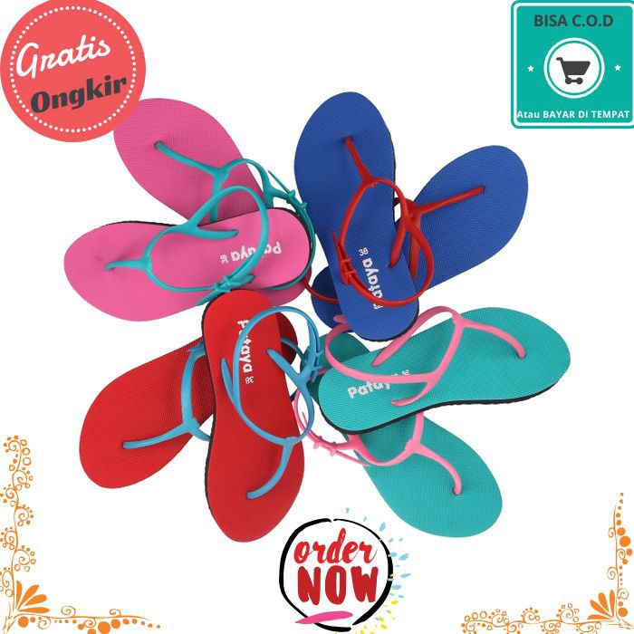 COD 155 Sandal Sendal Jepit Wanita Strappy Boloni Pattaya Mirip Fipper Tali Sandal Sendal Santai