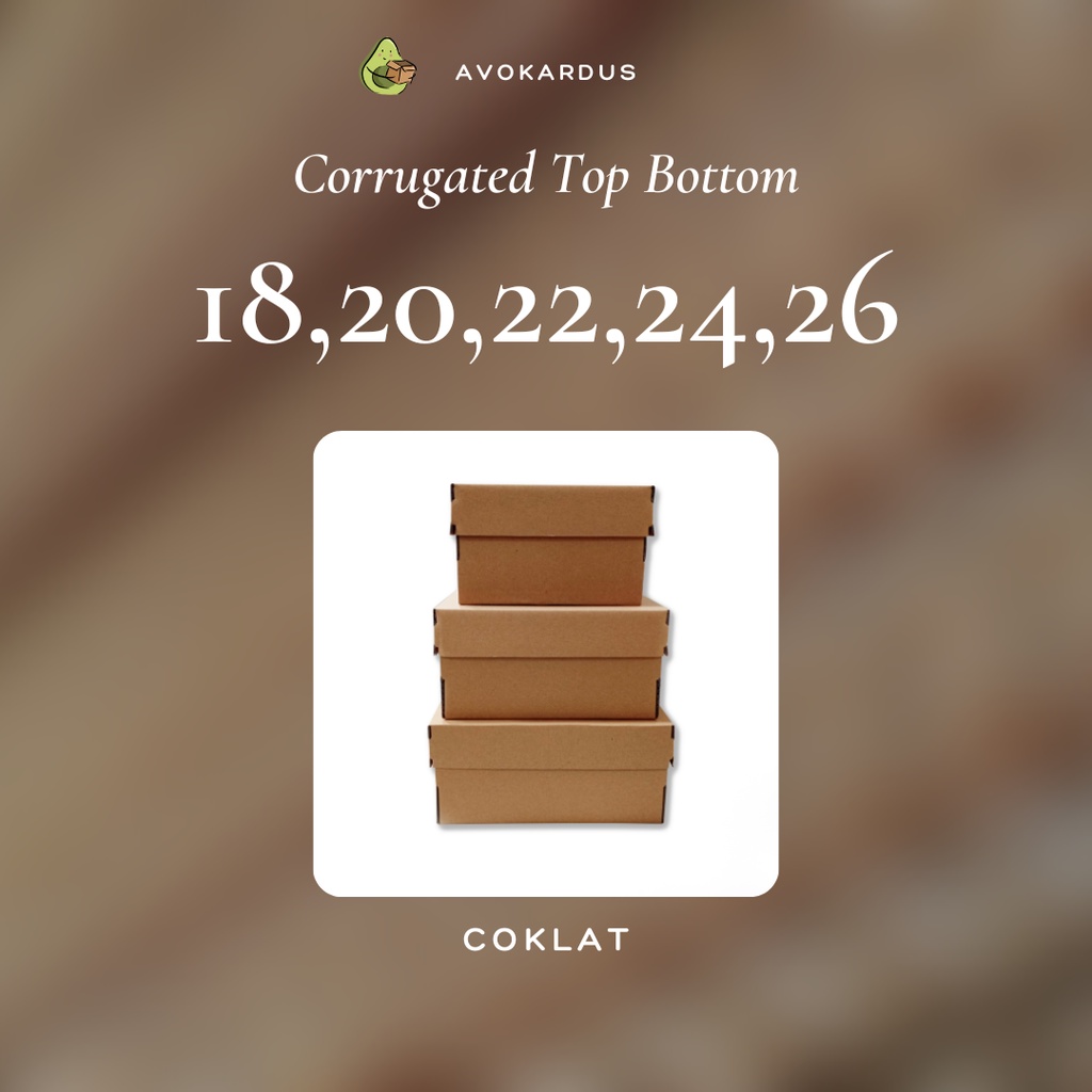 

Kardus Corrugated Die Cut 18x18x12 20x20x12 22x22x12 24x24x12 26x26x12 Top Bottom Kotak Dus Kue Tart