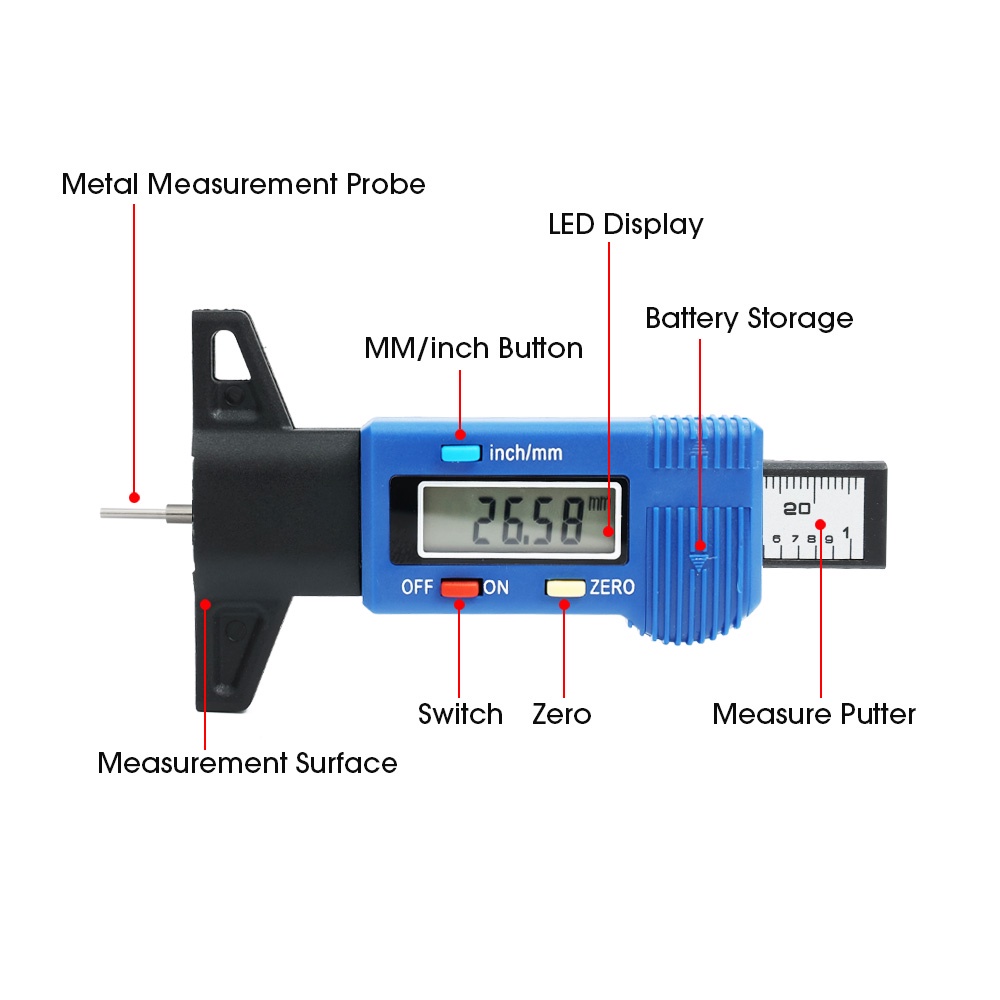 Alat Pengukur Kedalaman Ban Mobil Digital