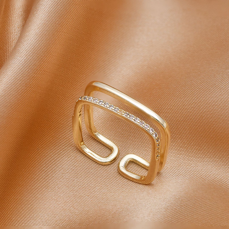XiaoboACC Korean Fashion Heart Smiley Face Bow Index Finger Ring Micro Inlay Zircon Open Rings