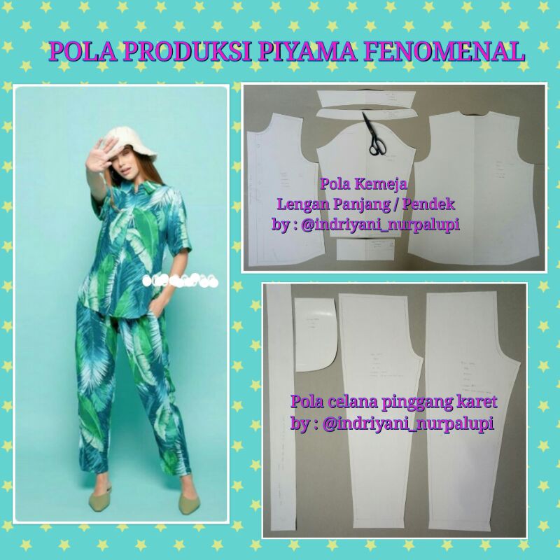 [ Bisa COD ] POLA BAJU SETCEL 04 PIYAMA FENOMENAL untuk PRODUKSI Baju Setelan Rayon - Sewing Pattern