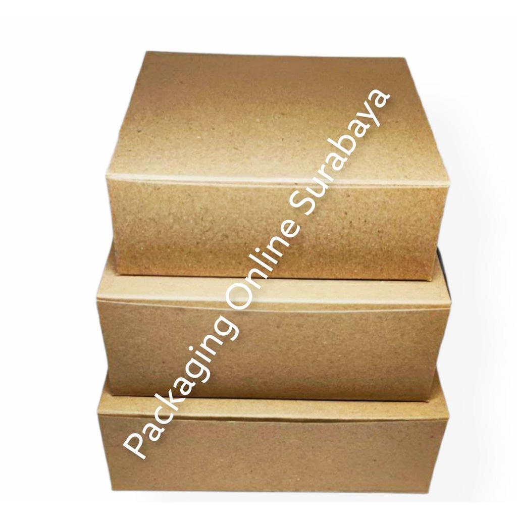 

KRAFT 30 18 5 CM LAMINASI BOX KOTAK KEMASAN PACKING DUS KUE SPIKU TART JAJAN ROTI SNACK COKLAT