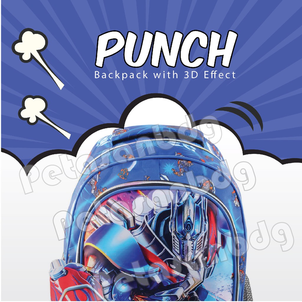 PTS - Ransel Sekolah Anak Cowo / Laki Laki Karakter - TRANSFORMERS - PUNCH - COOL BACKPACK + FREE BOTOL