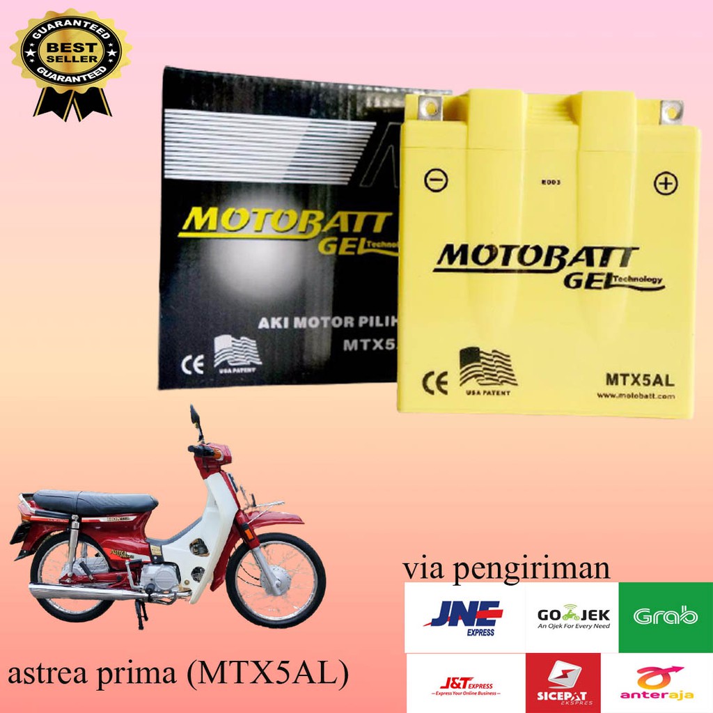 Aki motor honda astrea prima motobatt MTX5AL motobat accu gel kering