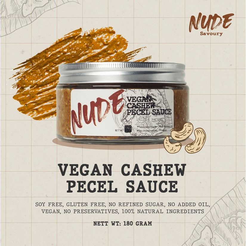 

Vegan Cashew Pecel Sauce NUDE 180g | Gluten Free, Soy Free, Healthy
