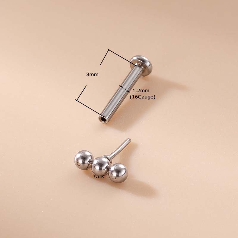 1pc Anting Tindik Bibir 16 Bola Stainless Steel Untuk Priawanita