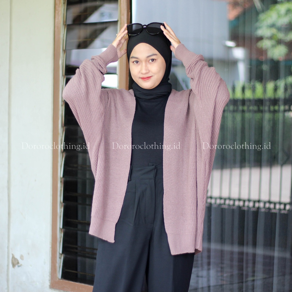 Cardigan Rajut Batwing Oversize Cardigan Jumbo Wanita Lengan Panjang