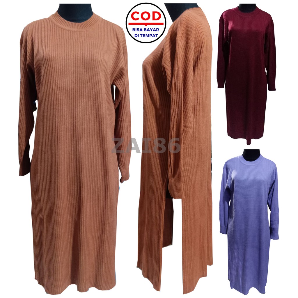 LONG TUNIK Rajut Belah Samping