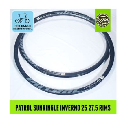 RIMS 27.5 PATROL SUNRINGLE INVERNO 25 RIM VELG SEPEDA GUNUNG MTB XC