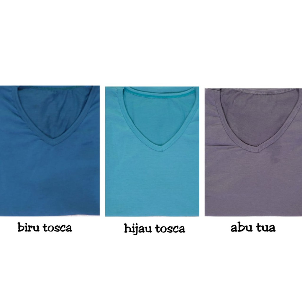 HAWAIIAN BANANA - VNECK JUMBO XXL Pendek Warna IMPORT / BAHAN TEBAL ADEM / Kaos Polos Wanita / Kaos Basic / Tshirt Polos