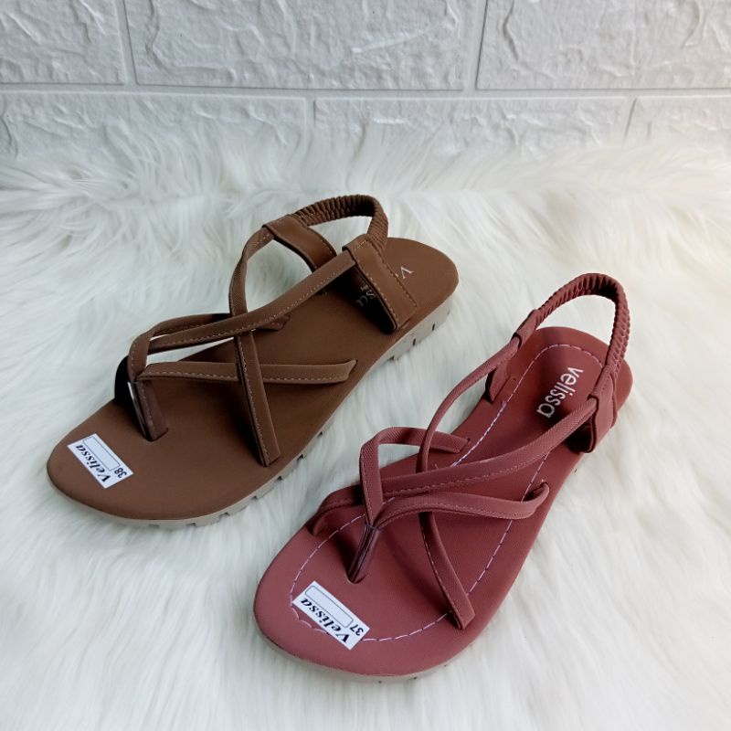 Sandal Wanita Tali Belakang Terbaru Teplek Jepit Tali