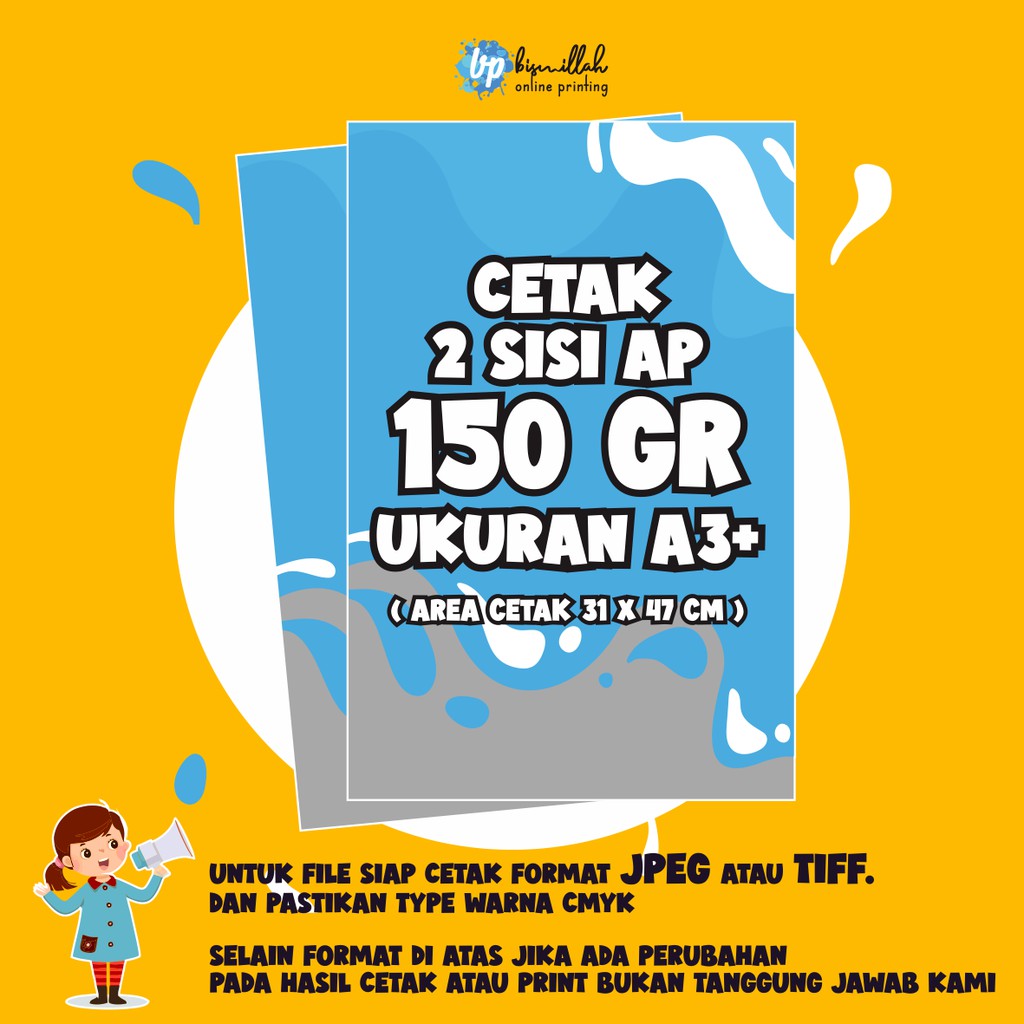 

cetak Art Paper 150gr 2sisi uk,a3+
