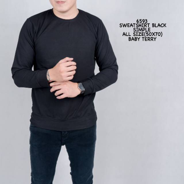 Sweater Polos Hitam / Sweater Pria / Baju Cowok / Baju Distro |CDR