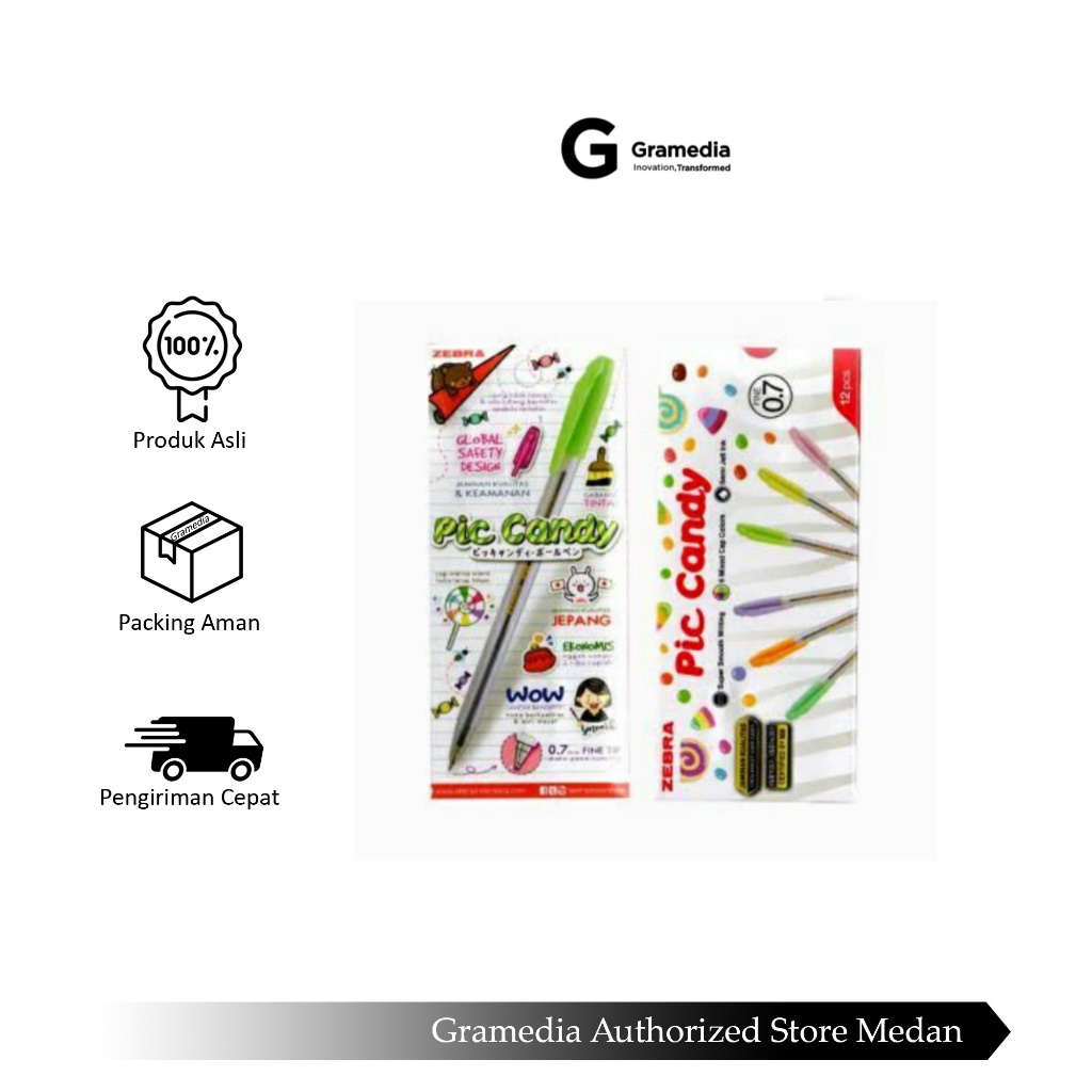 

Gramedia Medan - ZEBRA PIC CANDY SEMI GEL 0.7 ( 6 COLOURS CAP) SET 12