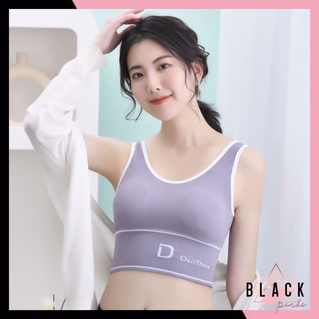 Blackpink Sport Bra GYM Bra Olahraga Push Up Wanita Tanktop Tangtop Senam Yoga Tengtop Atasan Tanpa Kawat Import 1199