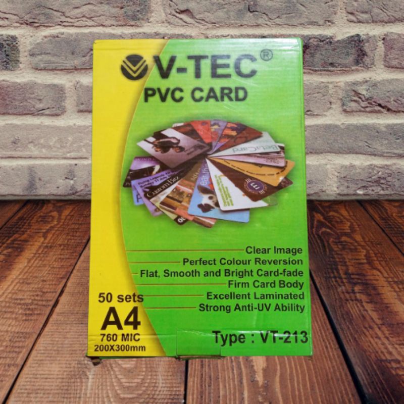 PVC ID CARD KERTAS/BAHAN ID CARD V-TECH 200mm x 300mm/50Set