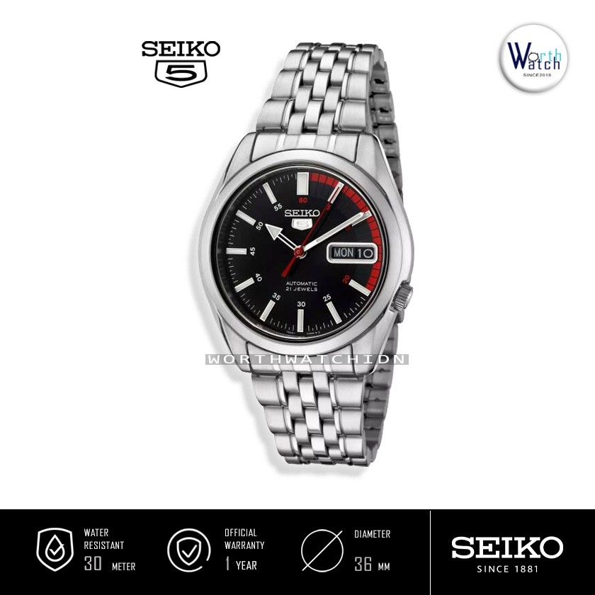Jam Tangan Pria Otomatis Seiko 5 Man Automatic Black Dial Stainless Steel Original SNK-375-K1