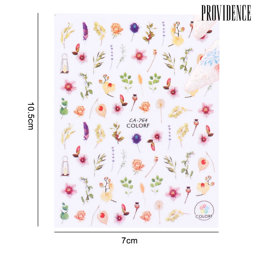 Providence Stiker Kuku Motif Bunga / Daun / Burung / Butterfly Untuk Dekorasi Nail Art / Manicure DIY