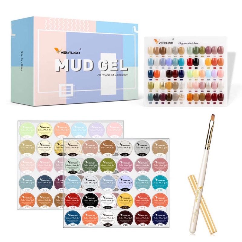 1 Set 60pcs VENALISA MUD PAINTING GEL NUDE /GEL LINER UV GEL POLISH 5ML/ GEL PAINTING VENALISA SET