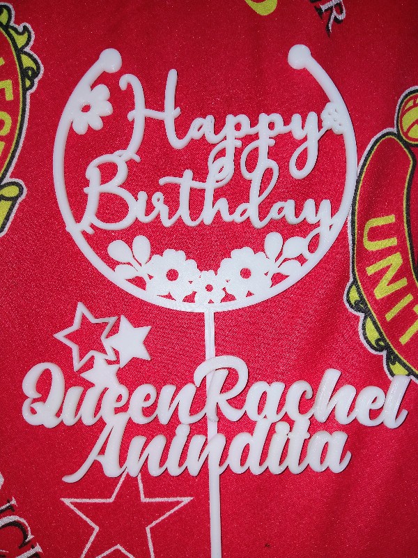 Cake Topper Happy Birthday 3d Custom Nama Model J